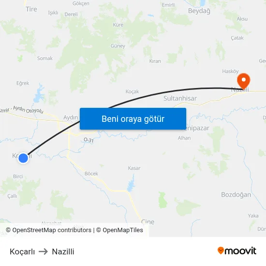 Koçarlı to Nazilli map