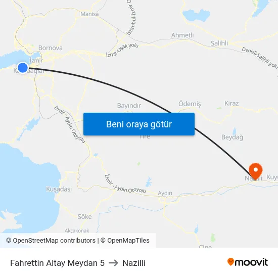Fahrettin Altay Meydan 5 to Nazilli map