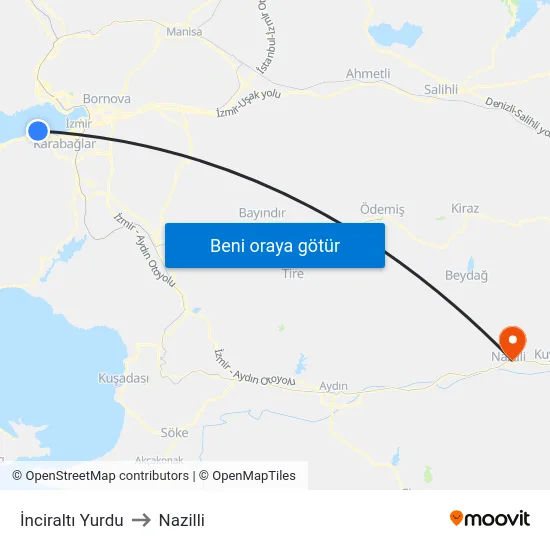 İnciraltı Yurdu to Nazilli map