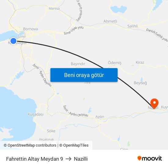 Fahrettin Altay Meydan 9 to Nazilli map