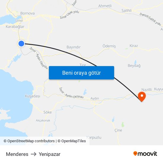 Menderes to Yenipazar map