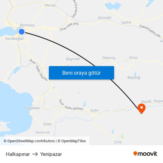 Halkapınar to Yenipazar map