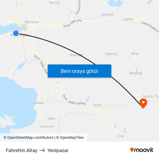 Fahrettin Altay to Yenipazar map