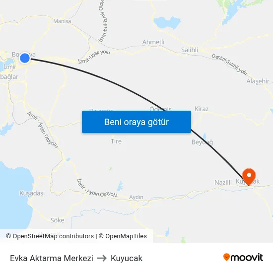 Evka Aktarma Merkezi to Kuyucak map