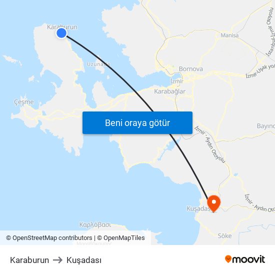 Karaburun to Kuşadası map