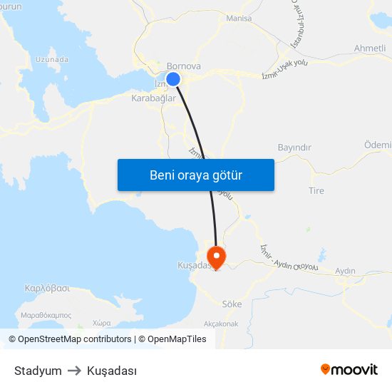 Stadyum to Kuşadası map