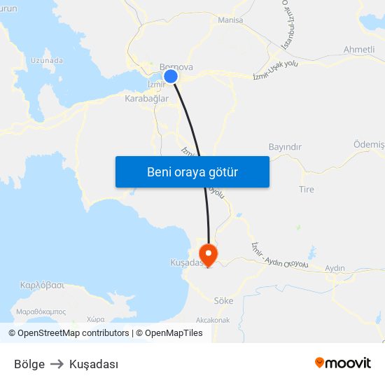 Bölge to Kuşadası map