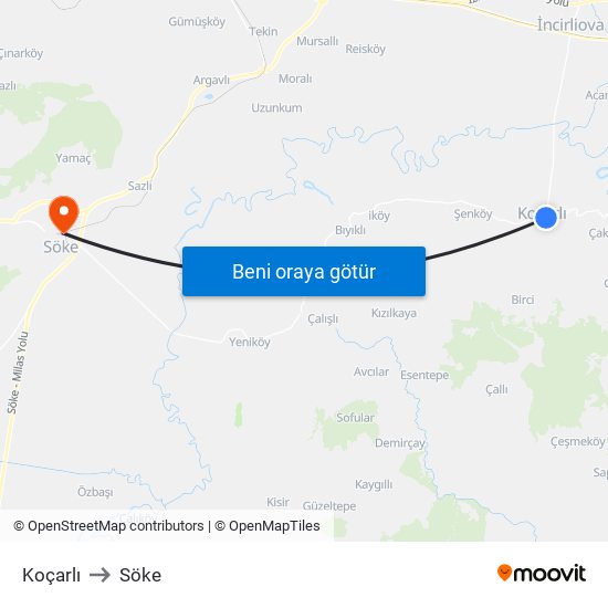 Koçarlı to Söke map