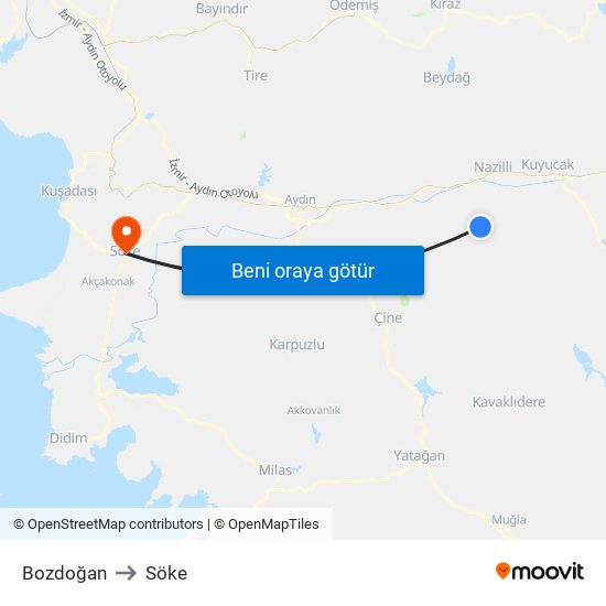 Bozdoğan to Söke map