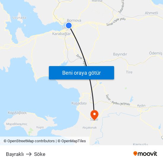 Bayraklı to Söke map