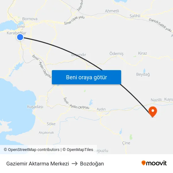 Gaziemir Aktarma Merkezi to Bozdoğan map