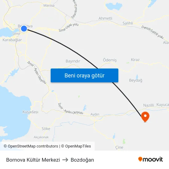 Bornova Kültür Merkezi to Bozdoğan map