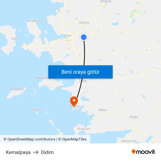 Kemalpaşa to Didim map