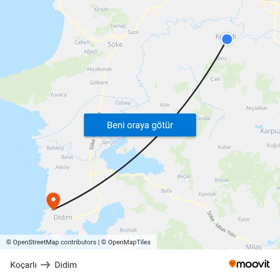 Koçarlı to Didim map