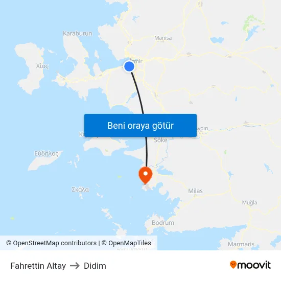 Fahrettin Altay to Didim map