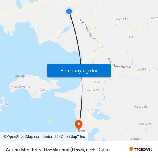 Adnan Menderes Havalimanı✈(Havaş) to Didim map