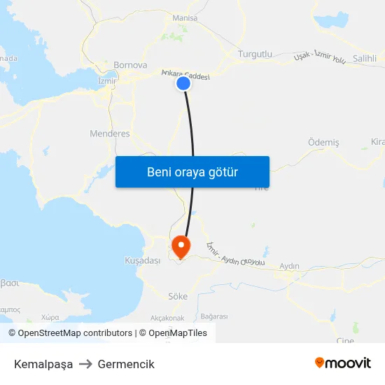 Kemalpaşa to Germencik map
