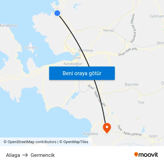 Aliaga to Germencik map