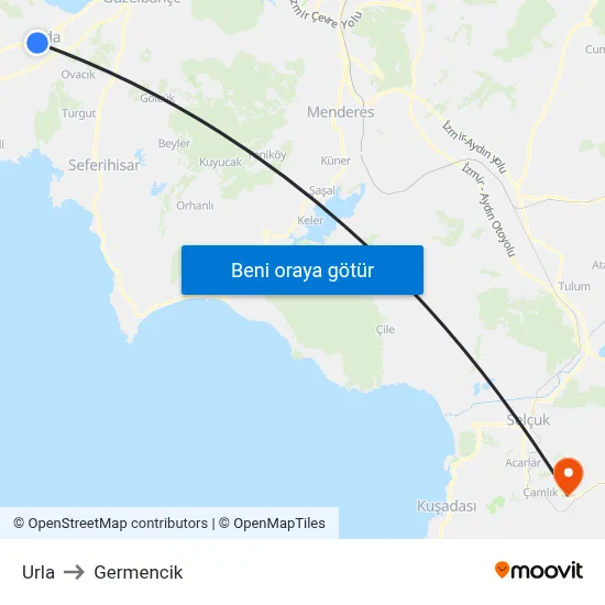 Urla to Germencik map