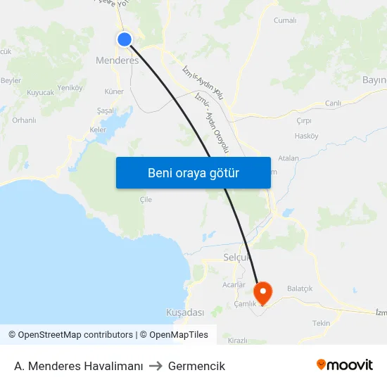 A. Menderes Havalimanı to Germencik map