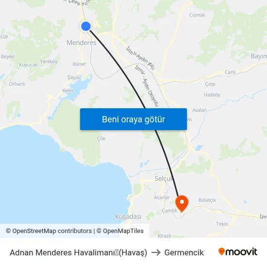 Adnan Menderes Havalimanı✈(Havaş) to Germencik map