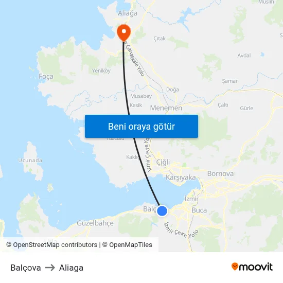 Balçova to Aliaga map
