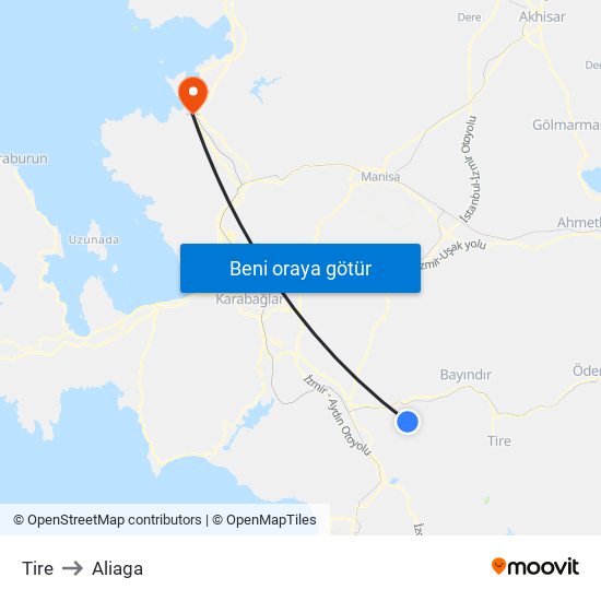 Tire to Aliaga map