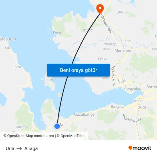 Urla to Aliaga map
