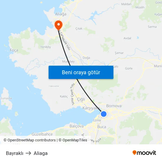 Bayraklı to Aliaga map