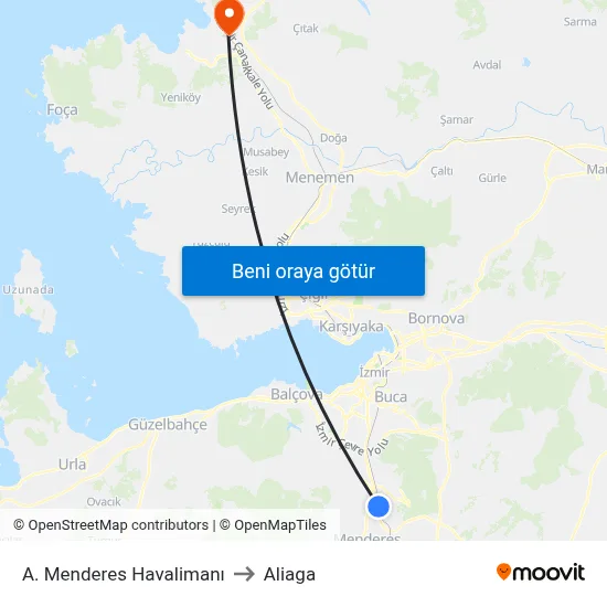 A. Menderes Havalimanı to Aliaga map