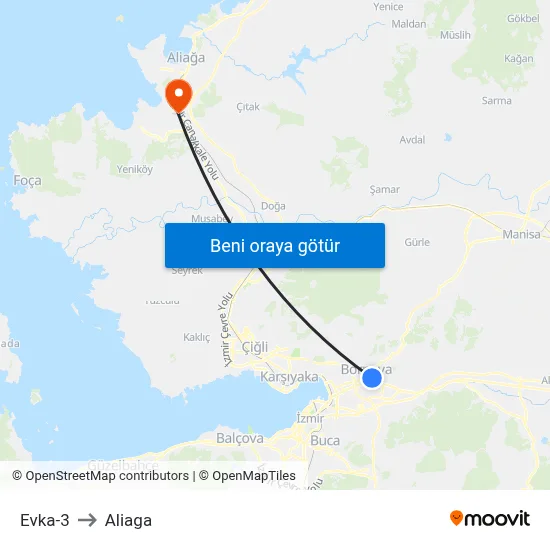 Evka-3 to Aliaga map