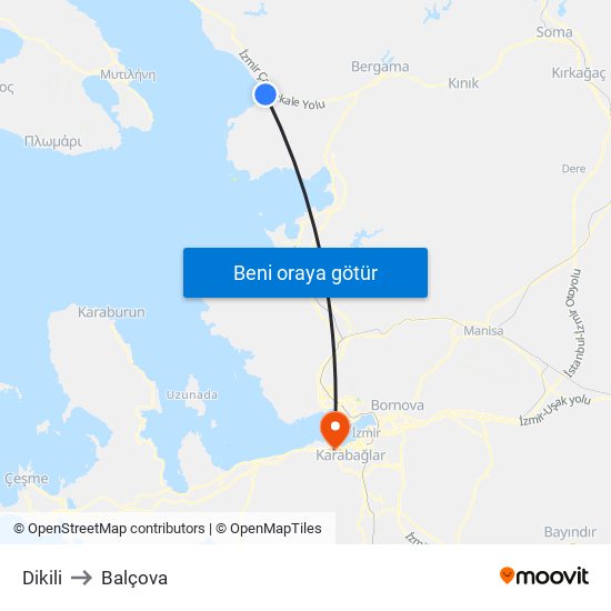 Dikili to Balçova map