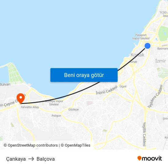 Çankaya to Balçova map
