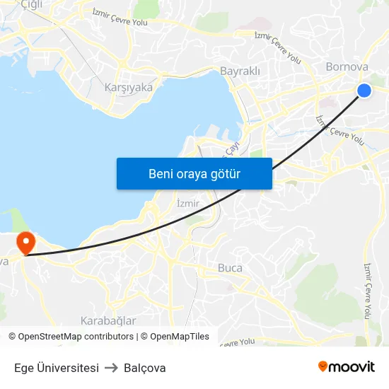 Ege Üniversitesi to Balçova map