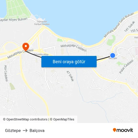 Göztepe to Balçova map