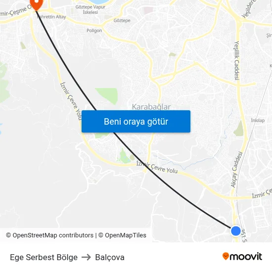 Ege Serbest Bölge to Balçova map
