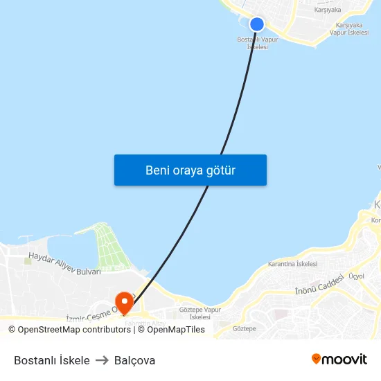 Bostanlı İskele to Balçova map
