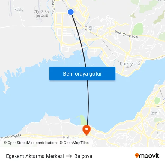 Egekent Aktarma Merkezi to Balçova map