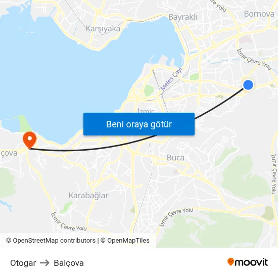 Otogar to Balçova map