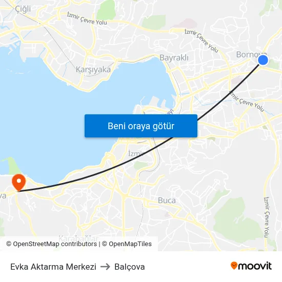 Evka Aktarma Merkezi to Balçova map