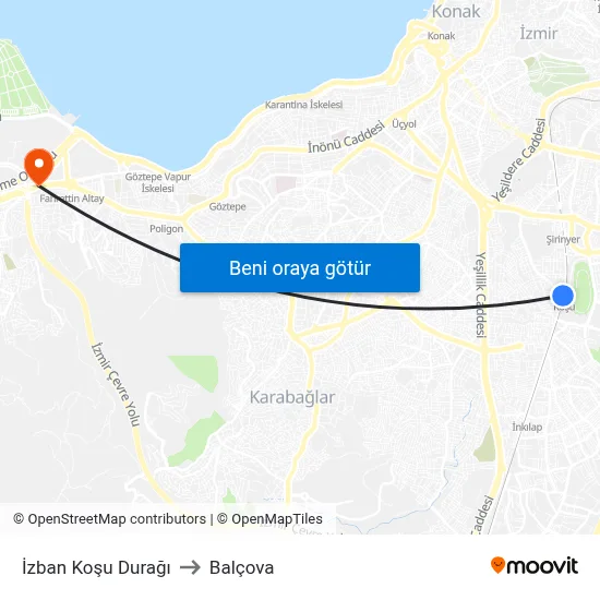 İzban Koşu Durağı to Balçova map