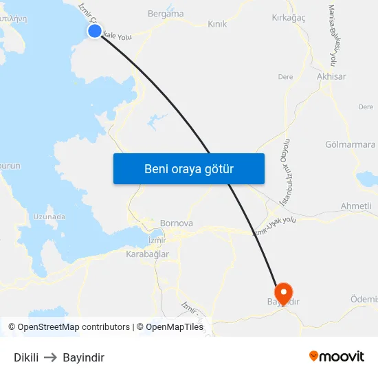 Dikili to Bayindir map