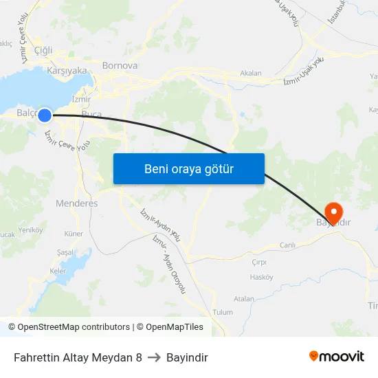Fahrettin Altay Meydan 8 to Bayindir map