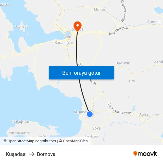 Kuşadası to Bornova map