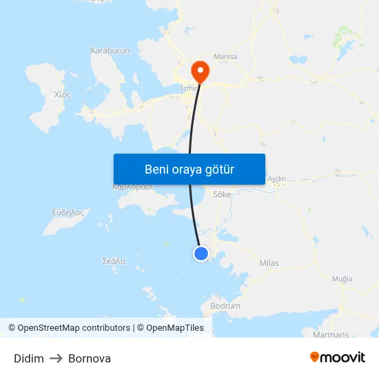Didim to Bornova map