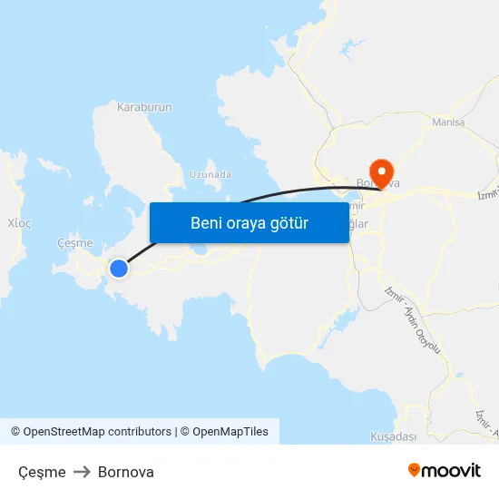 Çeşme to Bornova map