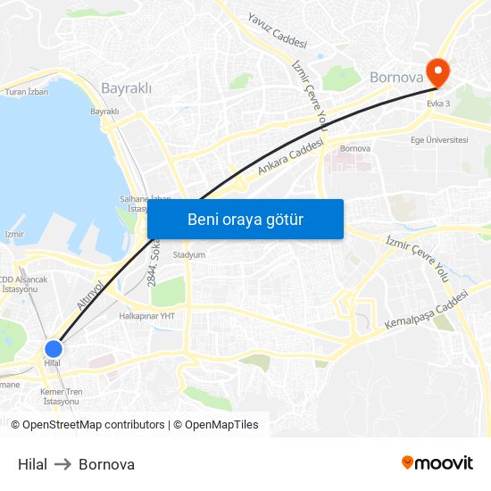 Hilal to Bornova map