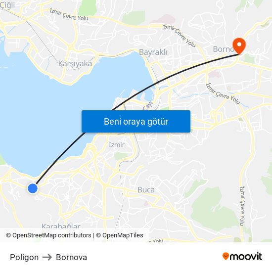 Poligon to Bornova map