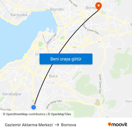 Gaziemir Aktarma Merkezi to Bornova map