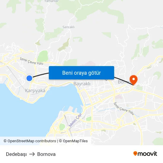 Dedebaşı to Bornova map